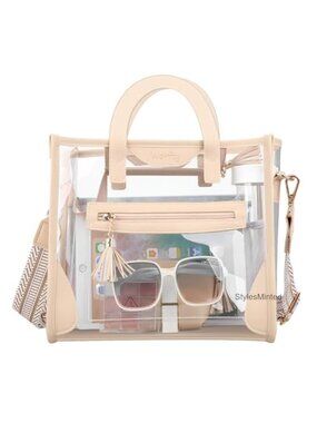 Clear Tote Bag Stadium Approved PVC with Inner Pouch Crossbody Handbag Women